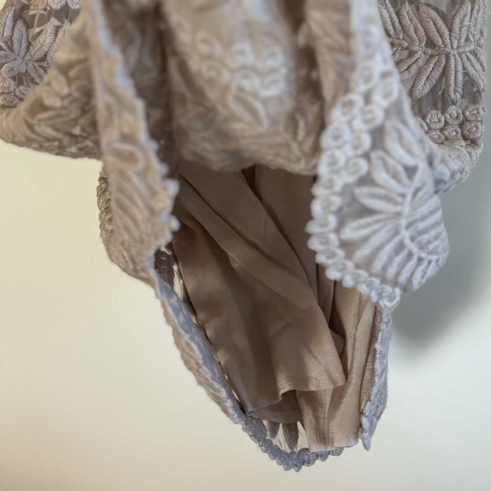 Yoana Baraachi - Anthropologie | Silk veiled beige dress | size 10 - Picture 10 of 10